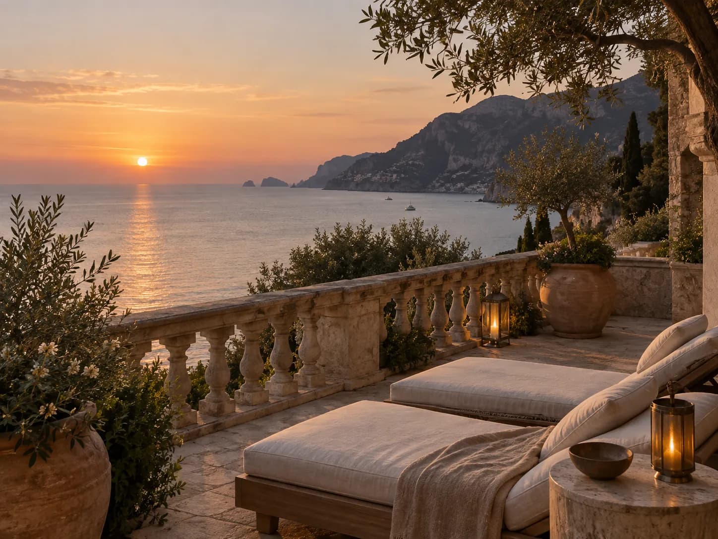 Resort terrace overlooking the sea